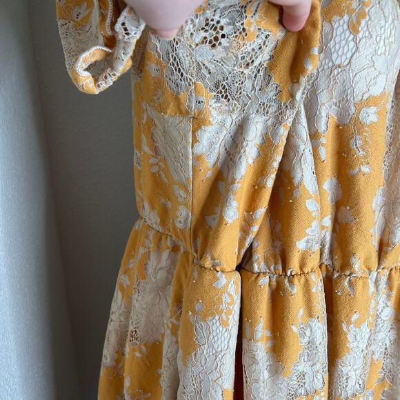 TORRID Mini Two Tone Lace Tiered Baby Doll Dress Smoke Gray/Mustard Size 5X - Picture 6 of 12